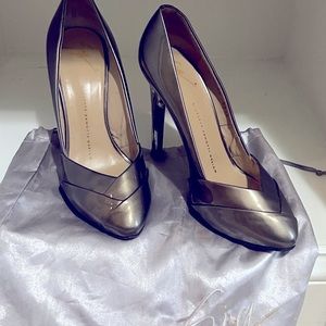 Giuseppe Zanotti Silver heel shoe, worn with LOVE.